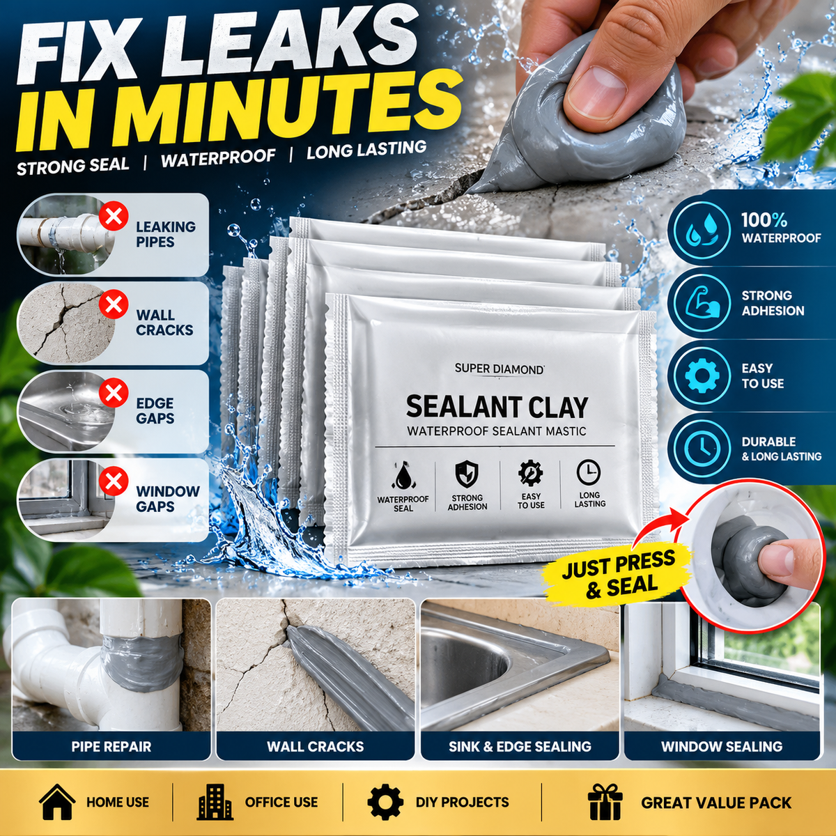 Super Diamond Mud Seal,New Type Waterproof Sealant Mastic